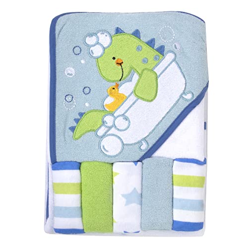 Image of Baby Hooded Towel and Washcloth Set for Infants, Boys and Girls 6-12 Months (Refreshed Rex)