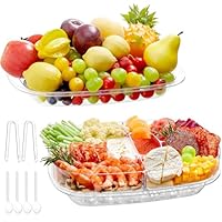 Lifewit Ovale Servierplatte, Plastikschalen und Tabletts mit Deckel, Snackbox mit 6 Fächern, Kunststoff Unterteilung Snack Schalen Platte Aufbewahrungsbox, Snackschale für Kekse, Nüsse, Früchte