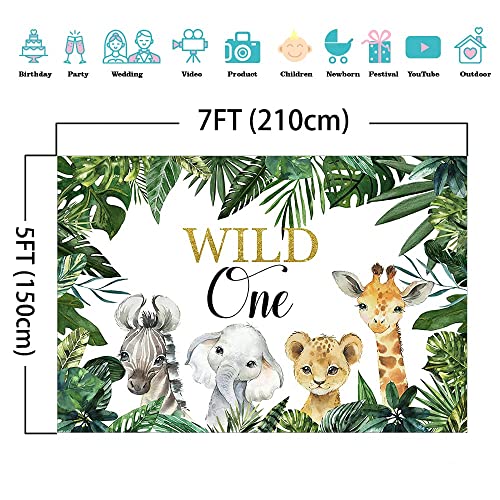 Mocsicka Safari Wild One Backdrop Safari Animal First Birthday Party Background Jungle Boy 1St Birthday Party Decorations Photography Background (7X5Ft) #TOP3