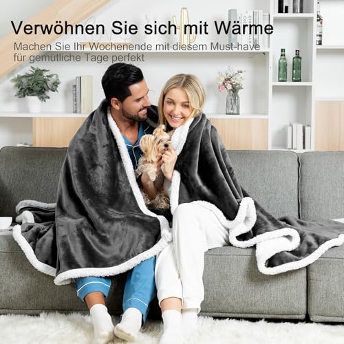 Winthome Kuscheldecke Dicke Warme, Decke Flauschig, Fleecedecke Doppelseitiges Design, Winterdecke Spart Heizkosten… – Ansicht 4