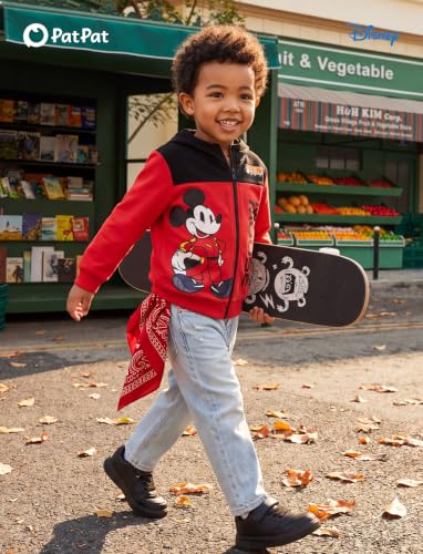 Disney Mickey Mouse Boy Zipper Hoodie Girl Graphic Sweatshirt Kid Cloth Fall Jacket Winter Cardigan Top Red 6-7 Years - image 2
