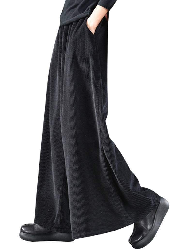 Bigassets Donna Vita Elastica Cotone Pantaloni di Velluto a Coste Pantaloni Larghi