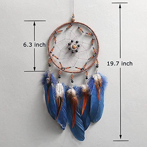 Moonfly Dream Catcher Handmade Traditional Feather Dreamcatcher Hanging Home Wall Decoration Craft Ornament For Home, Bedroom, Kids, Boys Native American Style Décor (Star) #TOP3