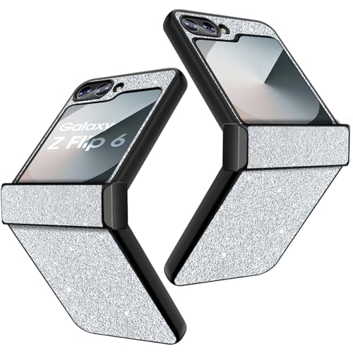 Coque Galaxy Z Flip 6 anti-chocs et anti-rayures à paillettes blanches