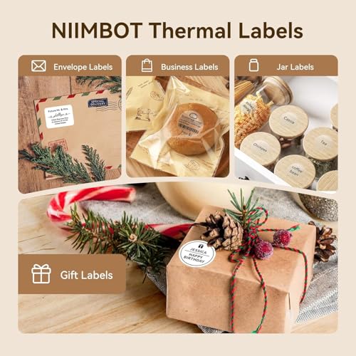 NIIMBOT Etykiety, wodoodporna, samoprzylepna taśma do etykiet B1, B21, B21Pro, B31, B3S, K3, 3 rolki, termiczna taśma do etykiet, 40 x 30 mm, biała, 50 x 80 mm, przezroczysta, 50 x 50 mm, biała