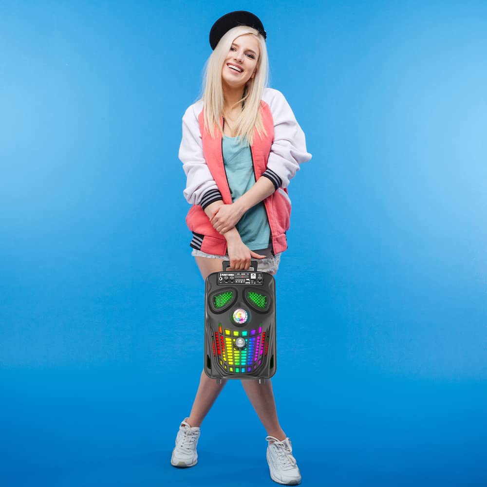 iDance Funky Skull FS400 Altoparlante Portatile Bluetooth per Feste con Effetti di Luce LED, Super Bass e Funzione Karaoke