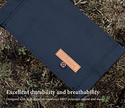 Smore-Iron-Compact-Camping-StoolCompact-Portable-Folding-StoolOne-Step-Installation-600D-Oxford-Cloth-Lightweight-and-Sturdy-for-Outdoor-Walking-Hiking-Gardening-Fishing-BBQ-Black