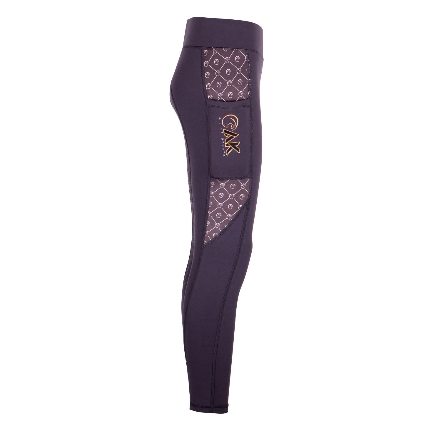 AK Noir Perle Collants/Leggings/Culottes d'équitation Respirant Taille Haute à Enfiler avec Grip en Silicone AKRS 6057