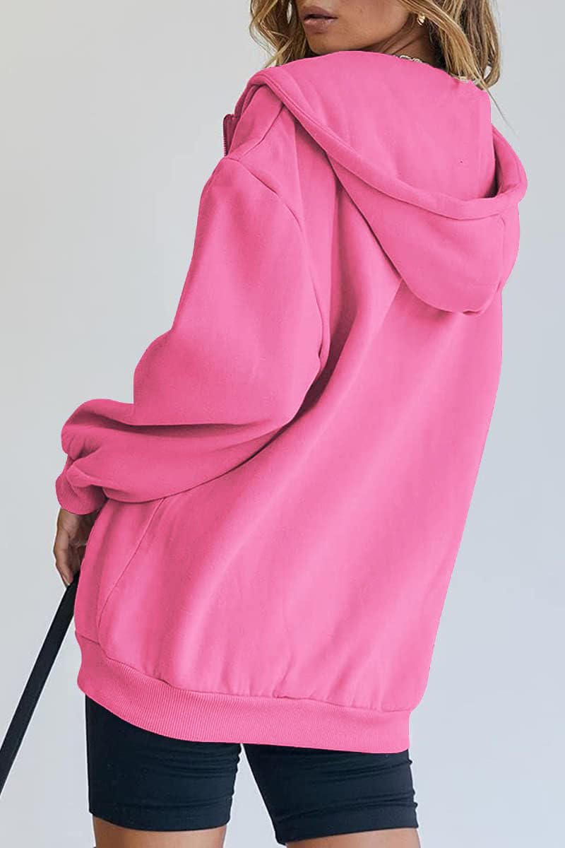Timuspo Sweat à capuche pour femmes, long, surdimensionné, avec fermeture éclair, pour l’automne et l’hiver