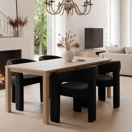 Image of HNY Modern Barrel Kitchen & Dining Room Chairs Set of 3, Velvet Upholstered Accent Chairs with Arm, 18.5'' Wide Side Armchair Vanity Chairs for Living Room Bedroom Makeup Small Spaces, Black