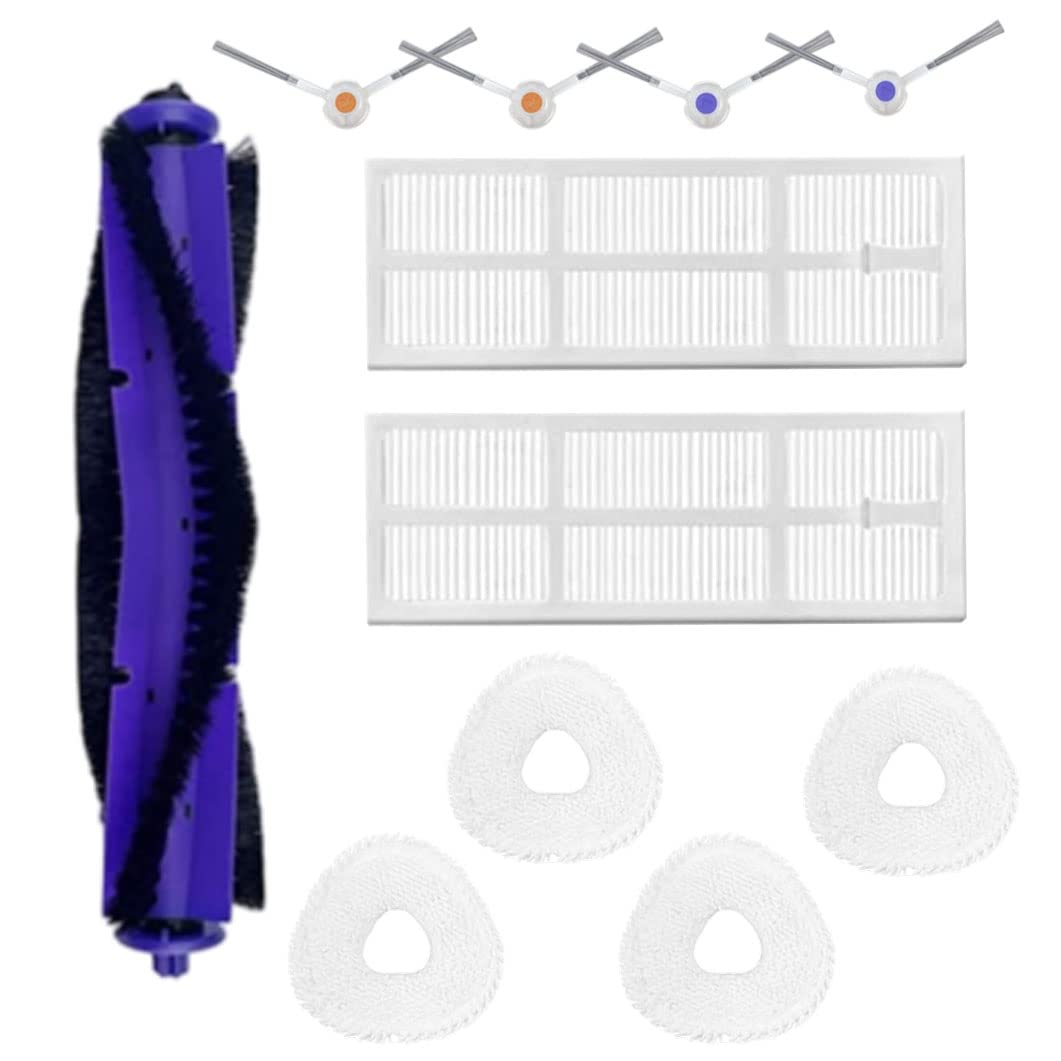 Yonice Replacement Accessories Kit Compatible with Narwal Freo Robot Vacuum Cleaner,1 Main Brush, 4 Side Brushes,4 Mop Pads, 2 Hepa Fiters Spare Parts