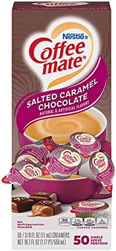 Liquid Coffee Creamer, Salted Caramel Chocolate, 0.375 Oz Mini Cups, 50/box