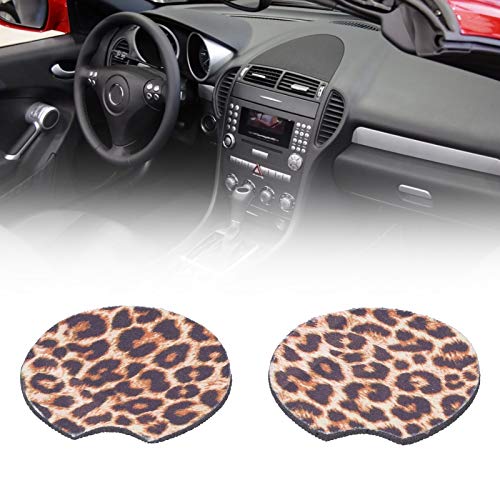2PCS Car Coasters for Drinks Absorbent Leopard Car Coasters Neoprene Cup Coaster Car Cup Holder Insert Coasters Rubber Car Cup Pad Mat Universal Vehicle Interior Accessories for Women Girls - Image 4
