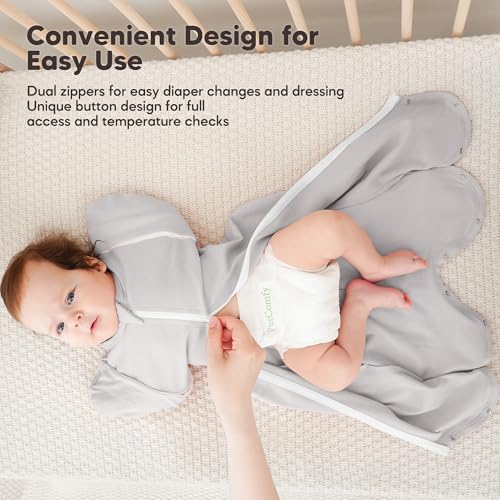 Image of Susurration Baby Sleep Sack, Self-Soothing Swaddle for Newborns, Improves Sleep, Snug Fit Helps Calm Startle Reflex, Newborn (Green & Light Grey, Medium, 3-6M, 13-19lb)