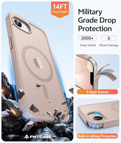 Image of FNTCASE for iPhone 17e Case: iPhone 16e Phone Case [Compatible with Magsafe] Translucent Matte Cases with [Screen Protector] Military Grade Shockproof Protective Phone Cover - Desert Gold