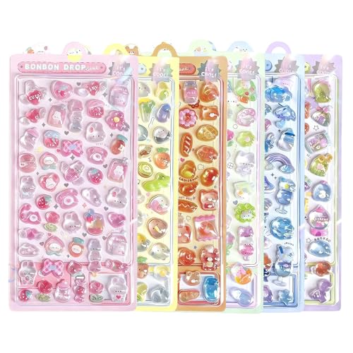 Sediven 3dシール 立体シール 可愛い 6枚セット 女の子 携帯電話飾り用手帳用 DIY用 日記帳用 貼り付け可能 手芸用品のサムネイル