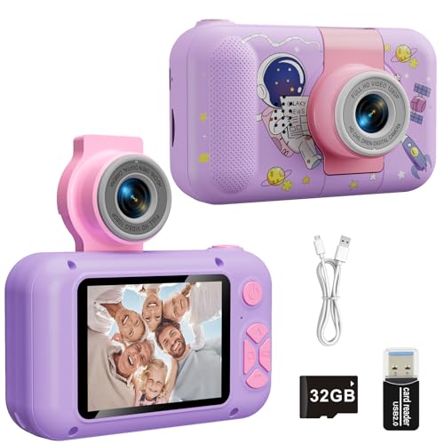 ARNSSIEN Kids Camera for 3 4 5 6 7 8 9 10 11 12 Year Old Girls/Boys, Child Digital Camera for Toddler,Christmas Birthday Festival Present for Children,Video Selfie Kids Toys with 32GB TF Car