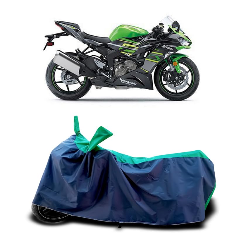 Image of DUFFEL-Two Wheeler Bike Cover Compatible for Kawas Ninja Zx-6r Bs6 Heat Protectio /UV-Rays /Birds Dropping /DustProof /Waterproof Indoor Outdoor and Parking Full Protection All Variants [Green Patta]