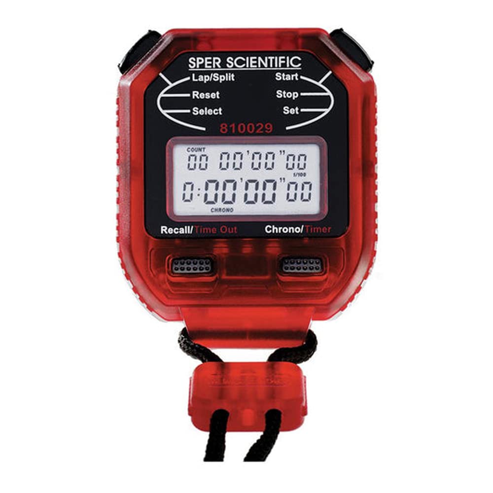 Sper Scientific 810029R 8 Memory Stopwatch Digital Count Up/Countdown Timer