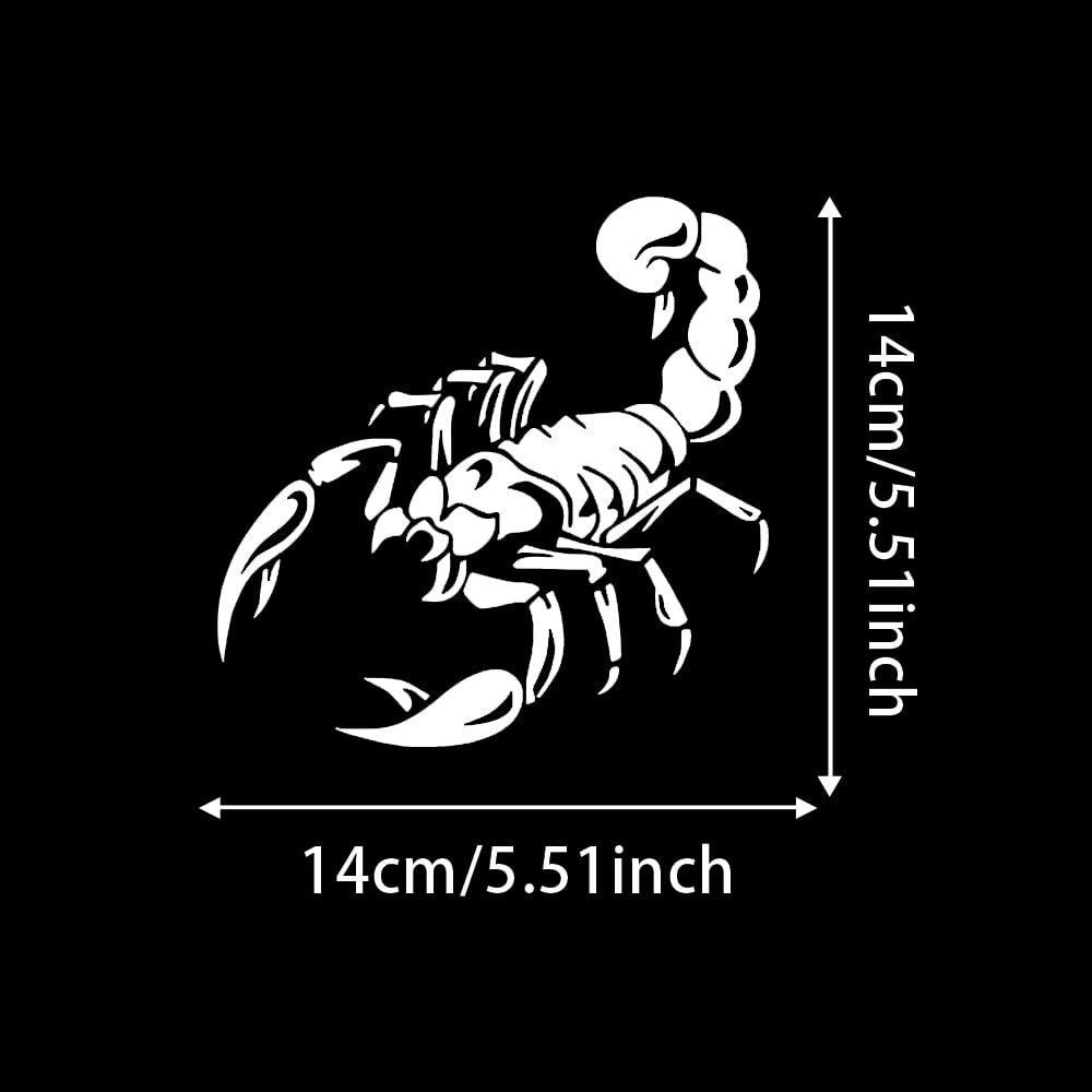 Juego de 2 pegatinas de vinilo de Escorpión, 14 x 14 cm, para moto, coche, casco, emblema tribal impermeable, #AZ13 (blanco) - 3