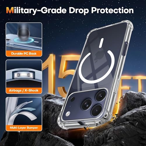 Image of Jkobi Shockproof Crystal-Clear Back Cover for Apple iPhone 17 Pro Max (Magsafe Wireless Support | Drop & Camera Protection | Hard Polycarbonate)