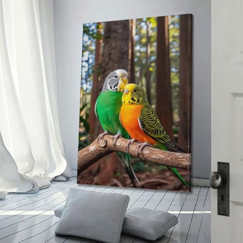 Perruches décoration murale 40x60 art oiseau exotique - 3
