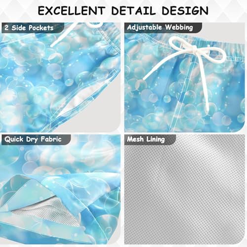 Boys Swim Trunks Light Blue Bubbles Beach Board Shorts Quick Dry Swimsuit Toddler Kid Teen3
