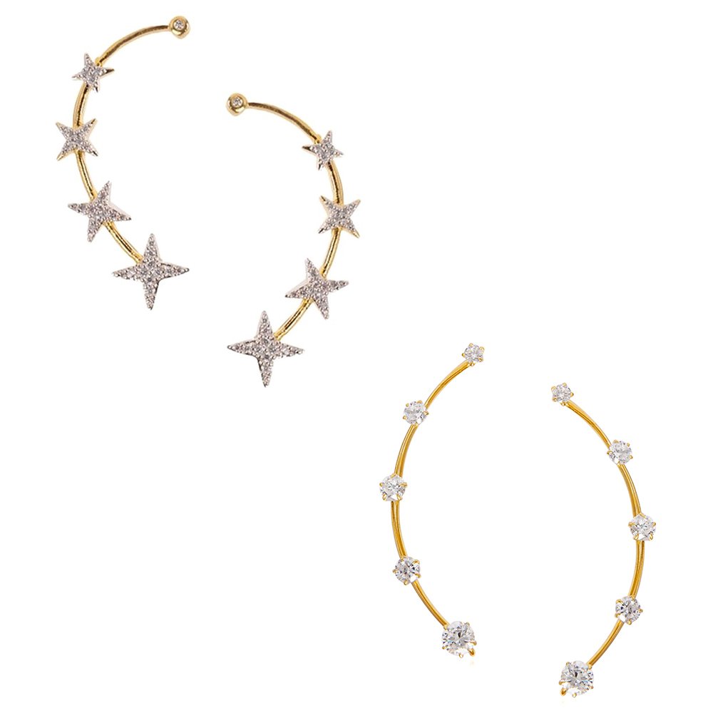 ZENEMEWhite Contemporary Designed Geometrical Ear Cuff Earrings Jewellery For Women & Girl