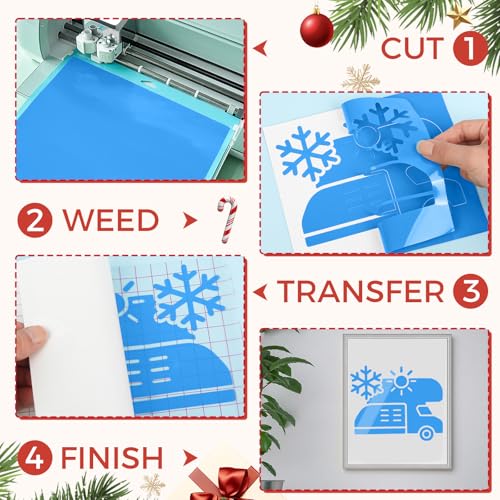 Image of IModeur Glossy Blue Permanent Vinyl - 12 inch x 8 FT Permanent Adhesive Vinyl Roll for Cup Deco, Party Decoration, Sticker.