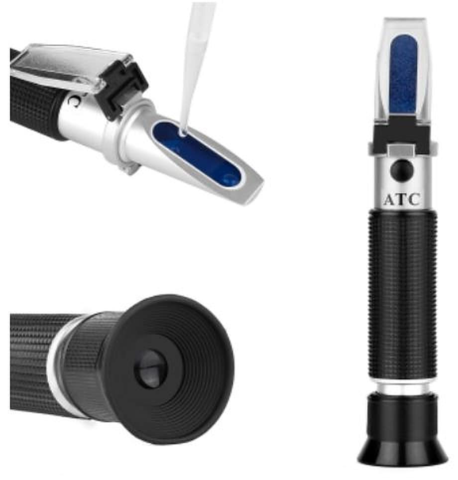 Image of IONIX salinity meter for aquaculture Illuminated Automatic salinity tester /Temperature Compensation 0-100% Brix Refractometer For Beer Wine Cnc Fruit, Black