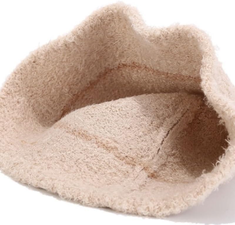 Plush Warm Bucket Hat Basin Hat Fisherman Hat Women Round Top Wide Brim Hat for Travel Camping