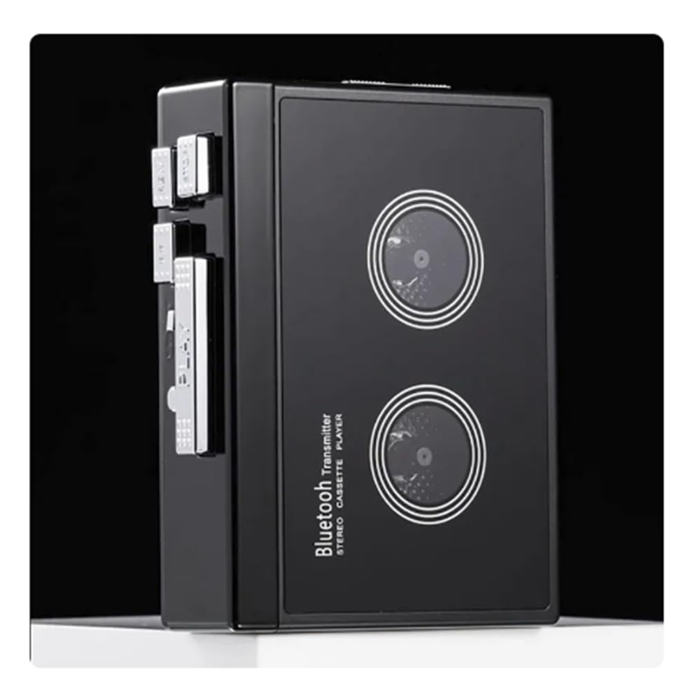 Reproductor de Casete EstéReo Retro Negro Cinta de Casete MúSica Audio Reversa AutomáTica con Bluetooth