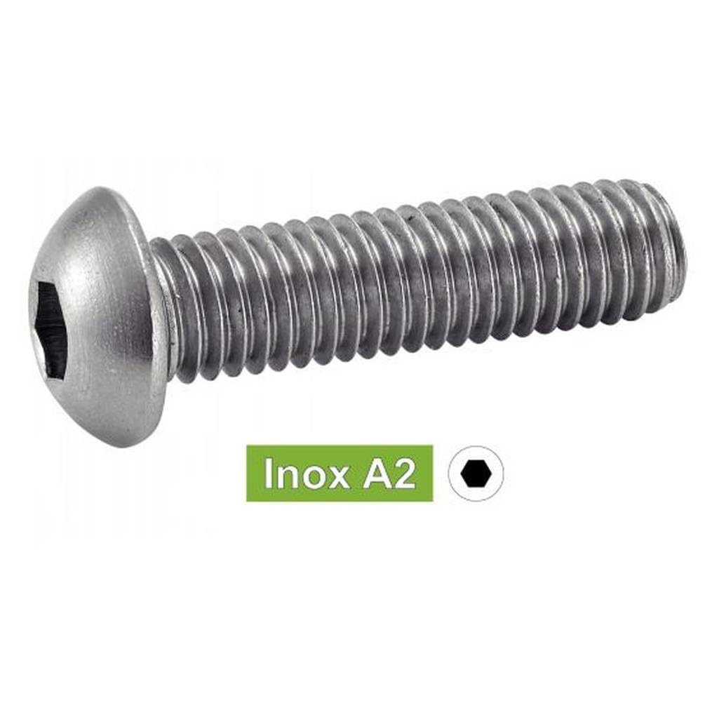 D-Work, 100 viti per metallo a testa bombata a sei pannelli, 10 x 40 mm, ISO 7380-1, in acciaio inox A2