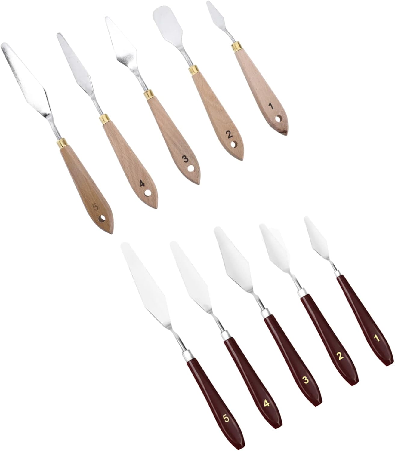 10 Piece Painting Knives Set for Artists, Wood Handle Mixing Scraper