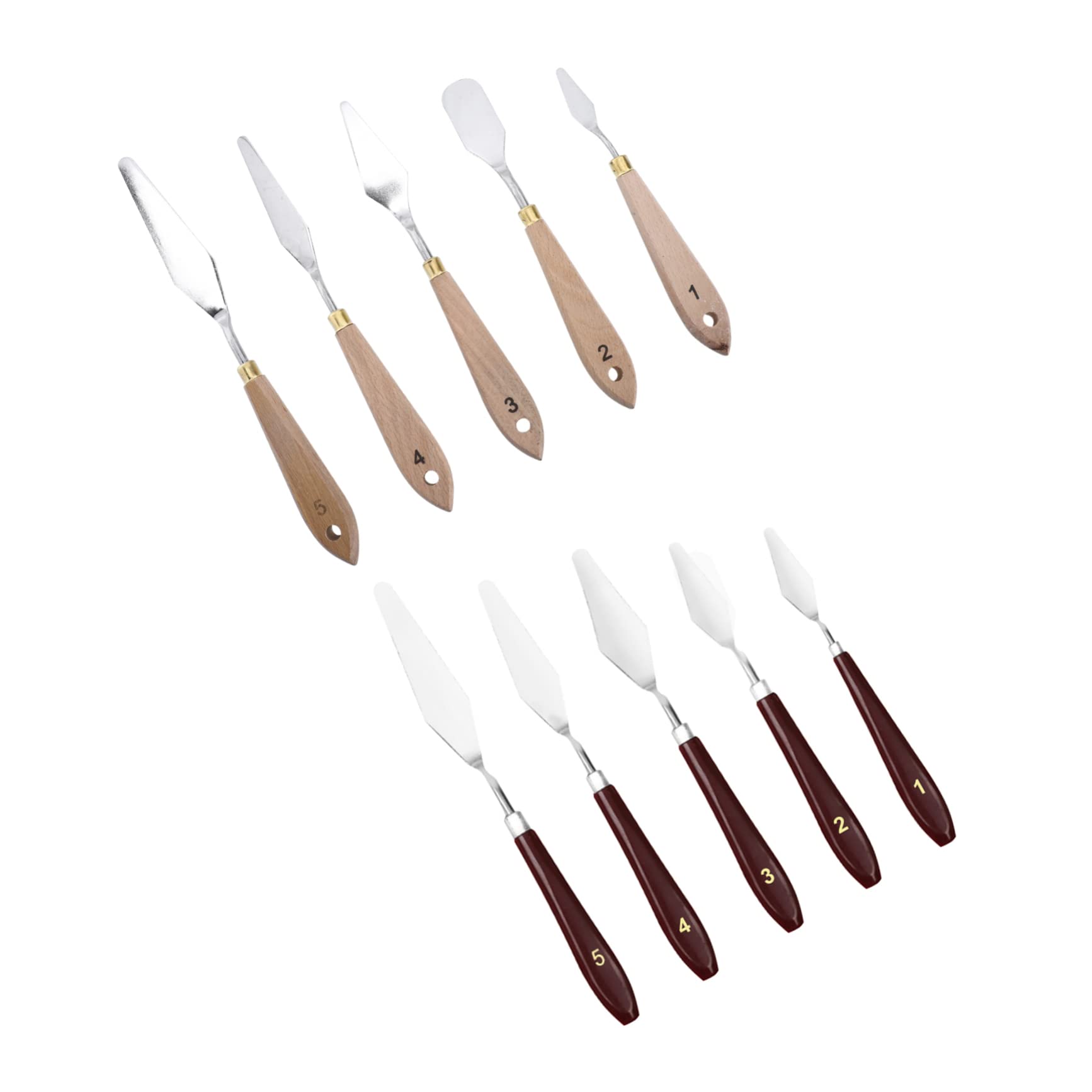 TOPPERFUN Rtists' Essential: 10-piece Wooden Handle Painting Knives Mixing Scrapers for Pigment Stirring