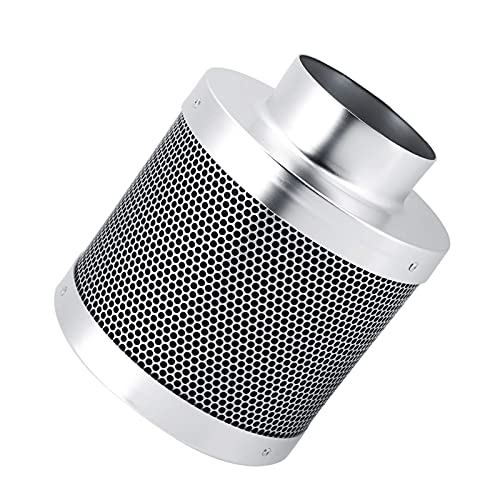 Dioche Filtro de carbón activado antiolor de acero inoxidable, 4 pulgadas, 200 mm, filtro de aire de escape para cultivo de plantas hidropónicas, para eliminar el polvo en el aire
