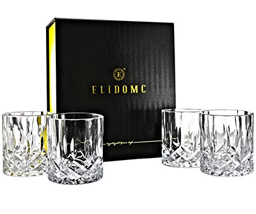 ELIDOMC Lead Free Crystal Whiskey Glasses (Set of 4), 11 Oz Unique Bourbon Glass, Ultra-Clarity Double Old Fashioned Glasses - Thumbnail 6