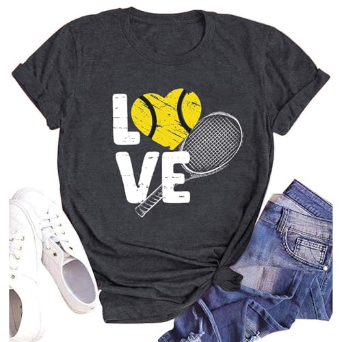 Chemises de tennis pour femmes t-shirt coeur respirant et haut chic de sport amateures