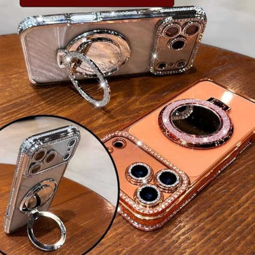 Coque diamant iPhone 17 Pro Max magnétique orange luxe avec protection transparente - 3
