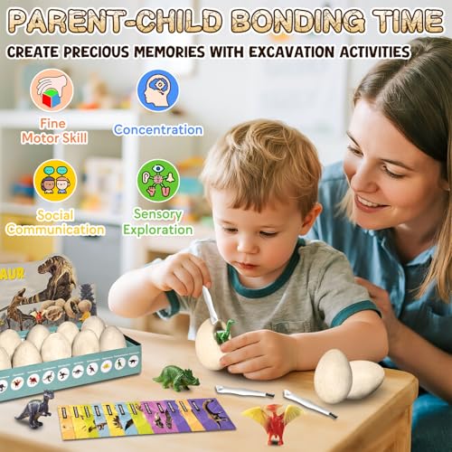 Image of 12 Dinosaur Eggs Excavation Dig Kit, Dino Party Favors for Kids Age 3+ Year