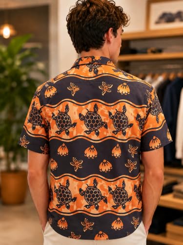 Image of Yoimira Hawaiian Shirts for Men, Print Mens Casual Short Sleeve Button Down Shirts Floral Aloha Beach Shirt