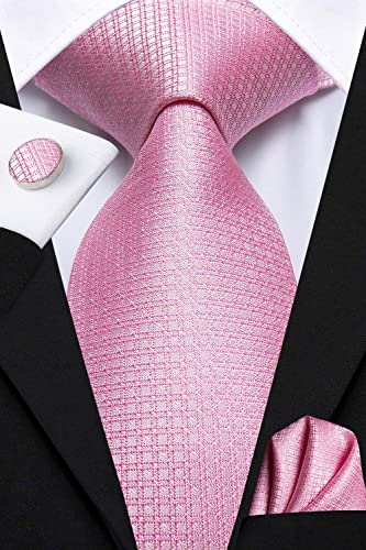 Image of Dubulle Mens Paisley Striped Tie Woven Necktie for Men and Handkerchief Cufflinks Set Wedding Formal Business