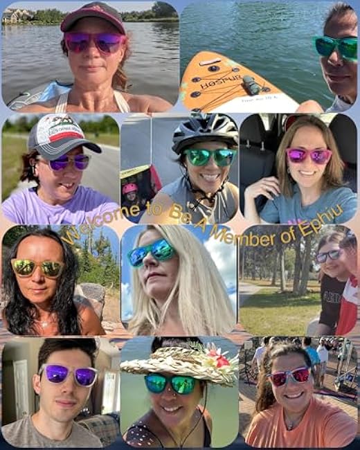 EPHIU Polarized Sports Sunglasses - Mirror Lens Square Frame for Women & Men, No Slip No Bounce Eyewear for Running, Beach