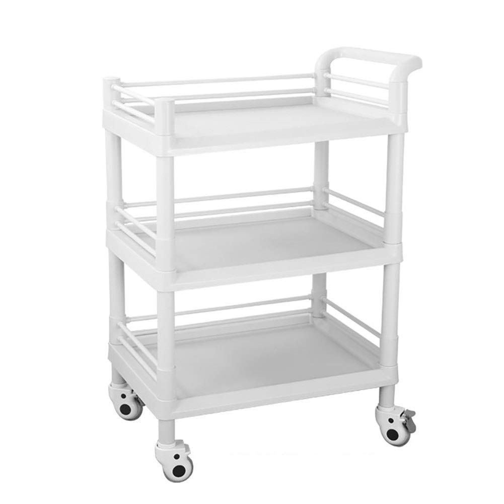 Carrelli Mobili, Carrello per Uso Domestico Carrello 3-Shelf Beauty Trucco Spa con Ruote Rotolanti, Strumento, Attrezzature Mediche Ospedaliere/White/65 * 45 * 98Cm
