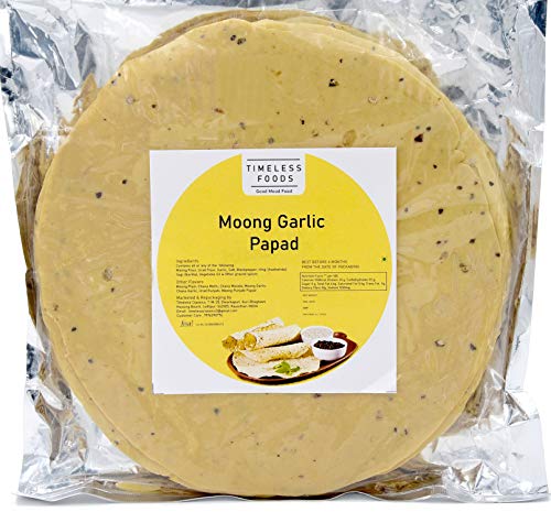 Image of Timeless Food Moong Garlic Papad 200g | Mung Lahsun Handmade Rajasthani Snack | Healthy & Crispy Treat