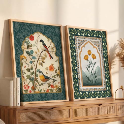 Image of Kotart Indian Art Traditional Floral Paintings for Living Room | Painting for Wall Decoration| Framed Wall Painting for Home Room Bedroom Office Wall Decor| Wall Poster With frames (Art 5, (10x13 inch), Framed)