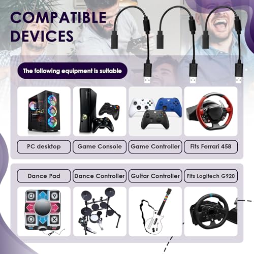 Image of USB Breakaway Cable for Xbox 360, Rocksmith Real Tone Cable, Xbox Controller Cord, Xbox USB Adapter, Guitar Hero Dongle , Compatible with Logitech G920 G923 G27 & Thrustmaster 458 Spider Racing Wheel