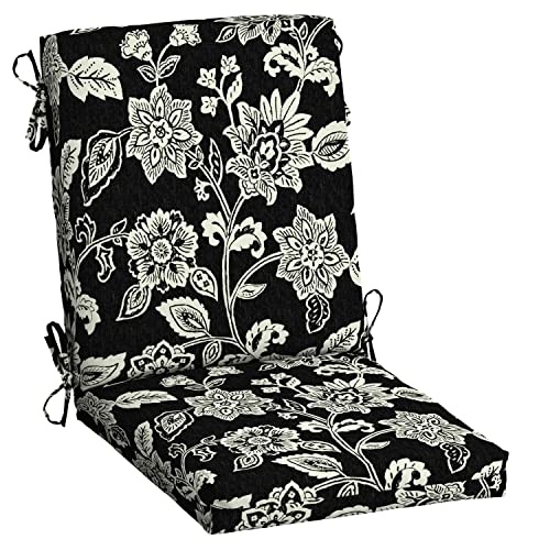 Image of Arden Patio Dining Outdoor Chair Cushions, 20x44, Rain-Proof Seat Pad, Fade-Resistant Outdoor Cushion Ashland Black Jacobean