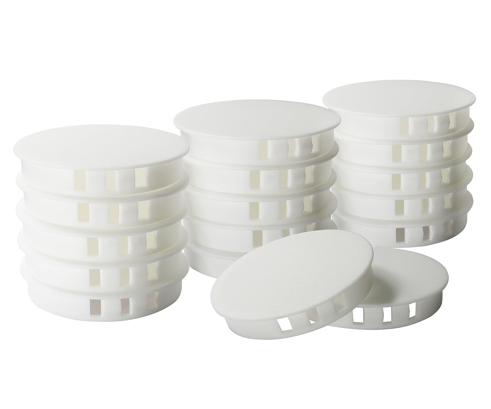 Masendelk 30pcs Plastic Hole Plugs, Snap in Locking Hole Tube Circular Locking Fastener Cover, Insert End Caps for Furniture Fencing Post Pipe - 60mm,