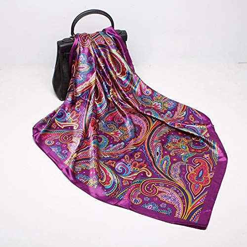 Elegant Printed Silk Scarf – 90 * 90cm Imitation Silk Head Scarf for Women's Hair, Stylish Versatile Hair Scarf for Women2